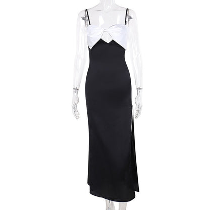 #345 White ribbon black dress