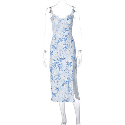 #Am335 Flower blue dress